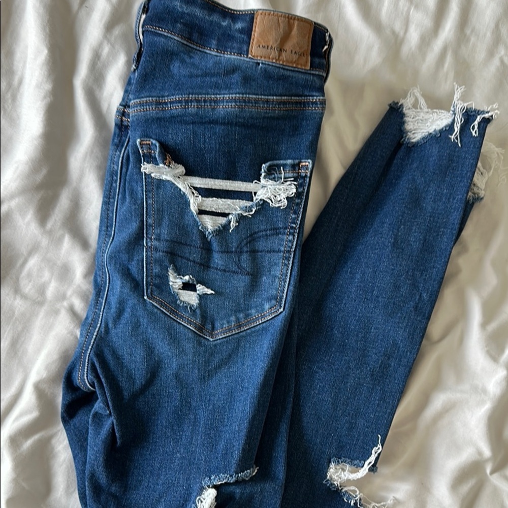Distressed Blue Jeans